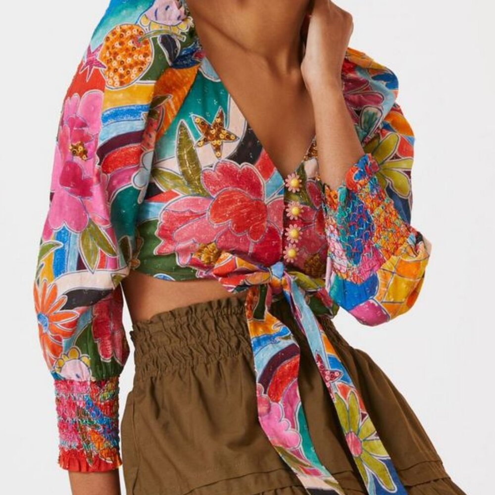 FARM Rio via Anthropologie - Cutest Tie Top w/ V neck - New w/Tags